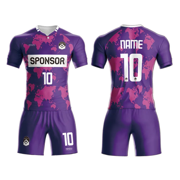 HENGYU  Purple Customized soccer team wear sport suits Tracksuits Sublimation for kids