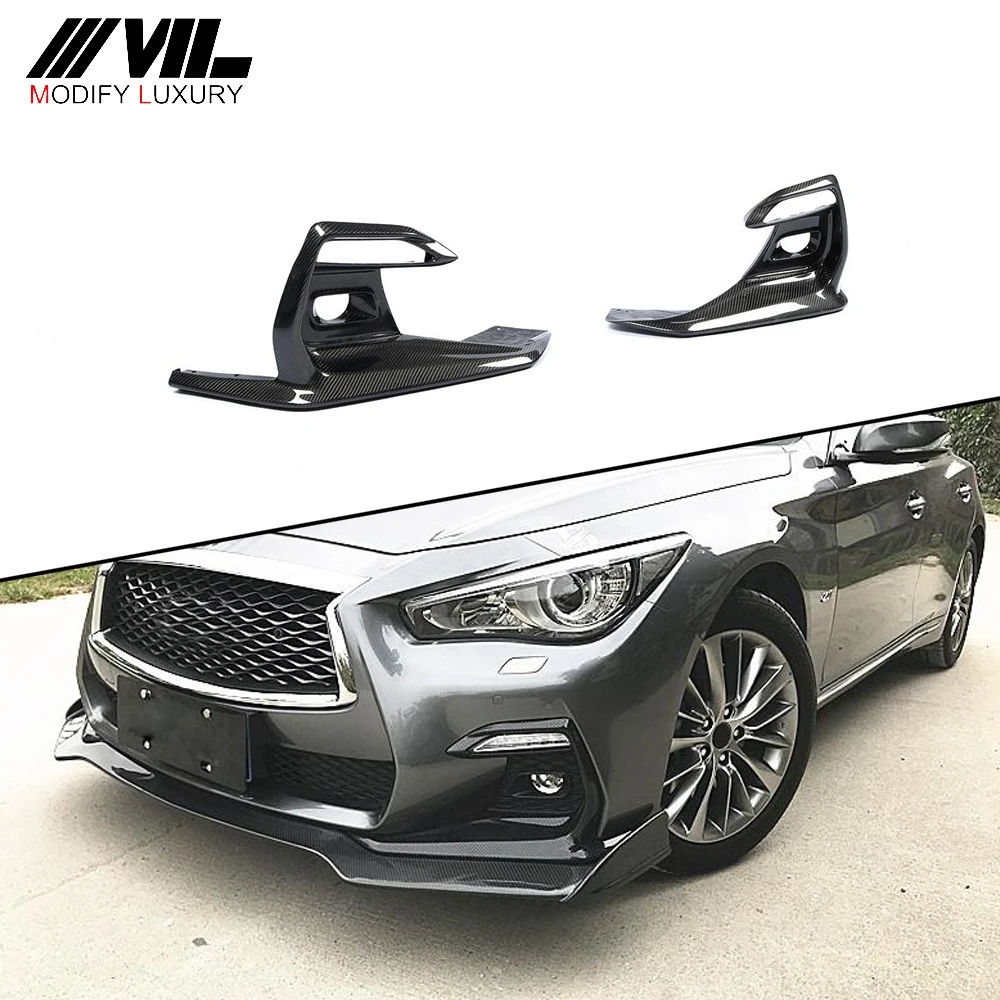 For Infiniti Q50 Sport 2018 2019 Carbon Fiber Fog Light Lamp Cover Trims