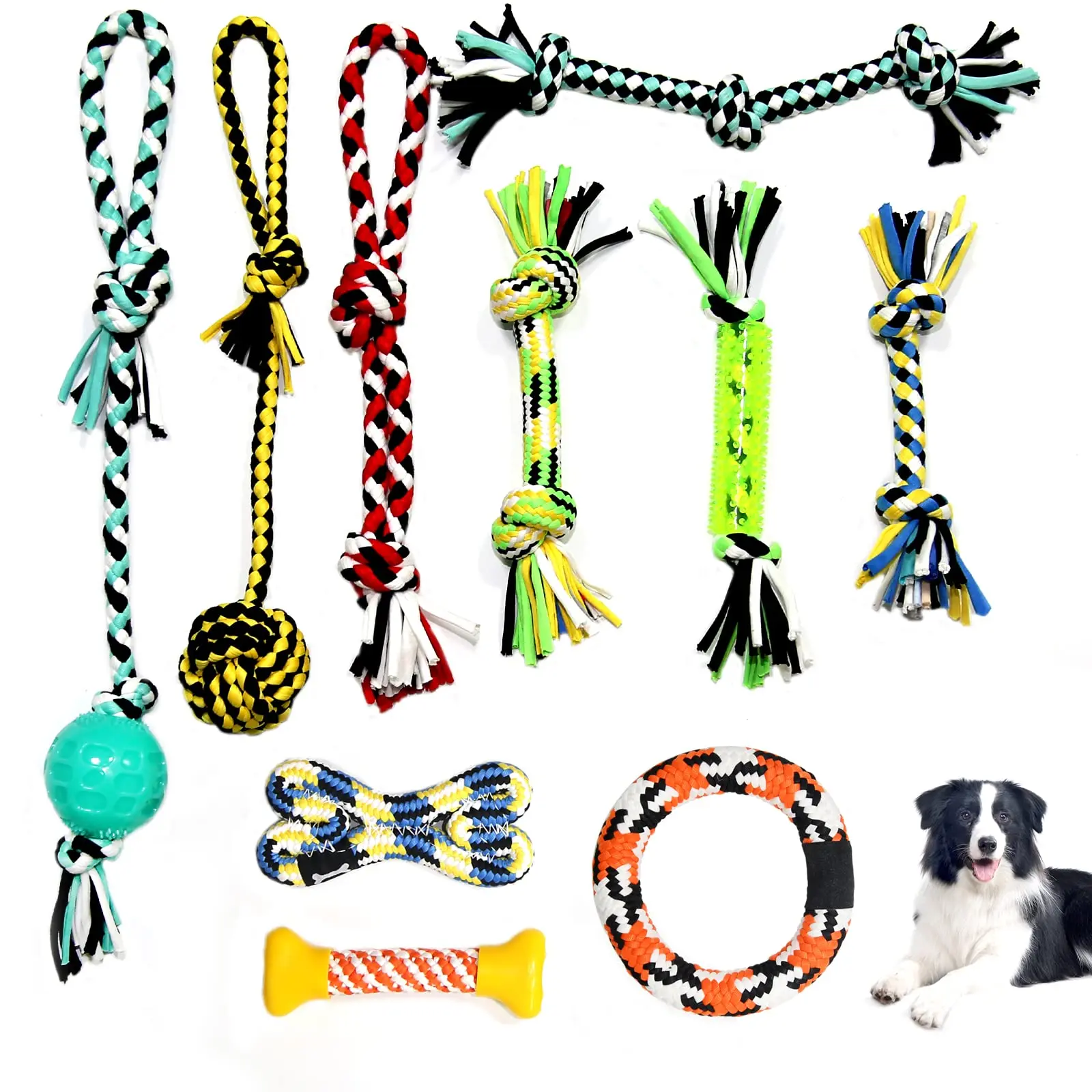 Colorful Rope Tug Premium Cotton Poly Tug Toy For Dogs Interactive Dog