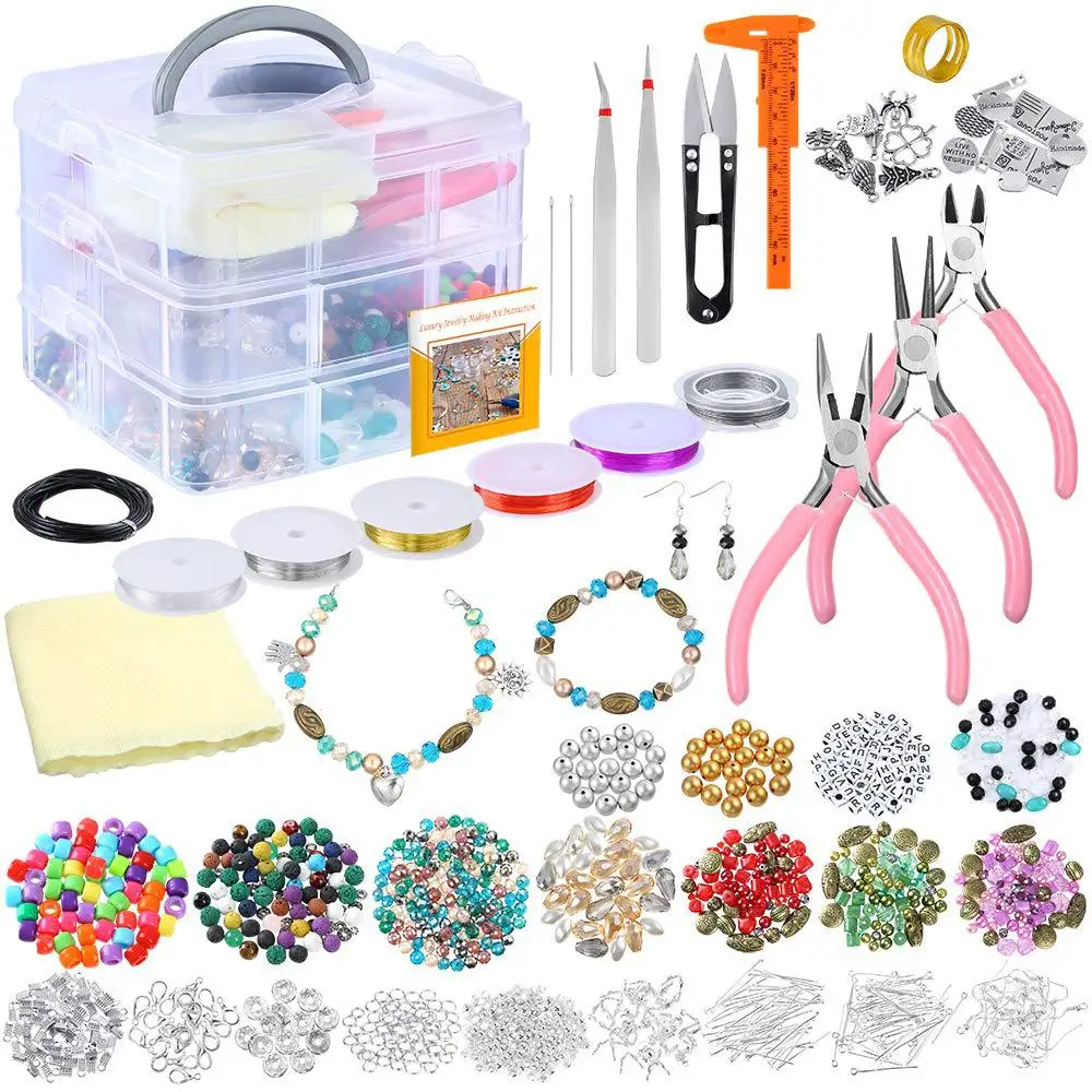 Alloy Accessories Jewelry Findings Set Jewelry Making Tools Copper Wire  Open Jump Rings Earring Hook Jewelry Making Supplies Kit