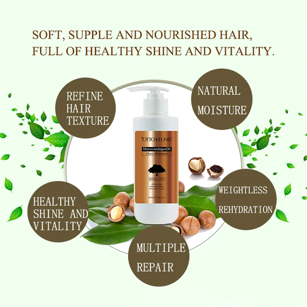 OEM профессиональный салон и ежедневное использование без силикона органическое аргановое масло против выпадения волос шампунь