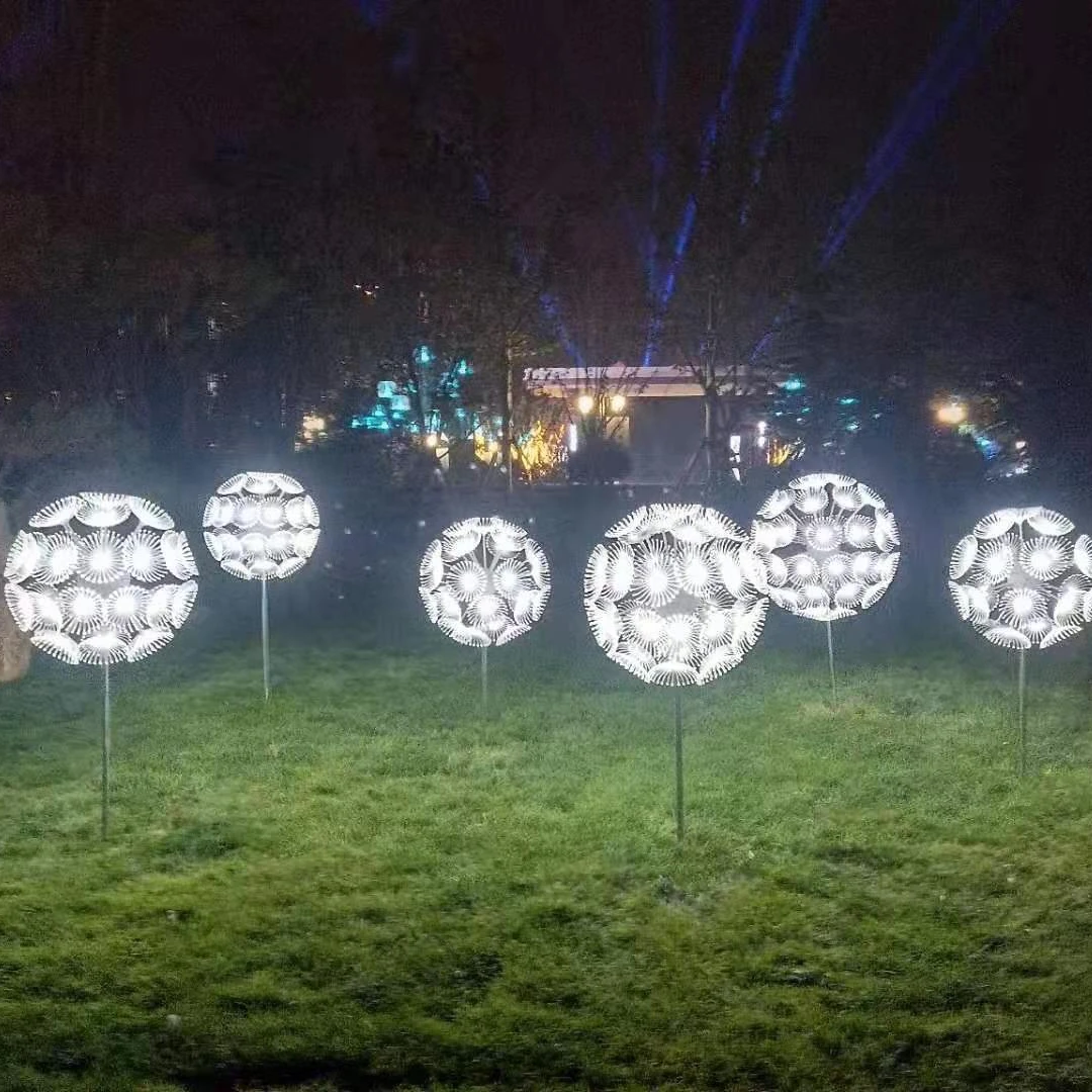 LED Dandelion Lamp  Simulation Large Decorative Led Lighted Optic Fiber Dandelion Flowers Light Landscape Lighting Decoration
