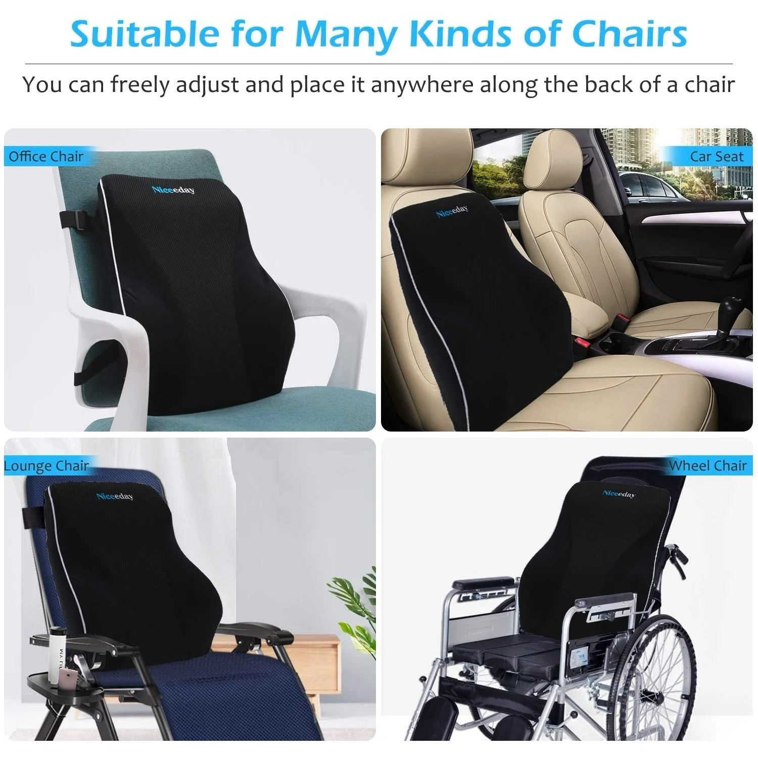 Orthopedic Comfort Wheelchair Lumbar Support Pillow For Office Chair