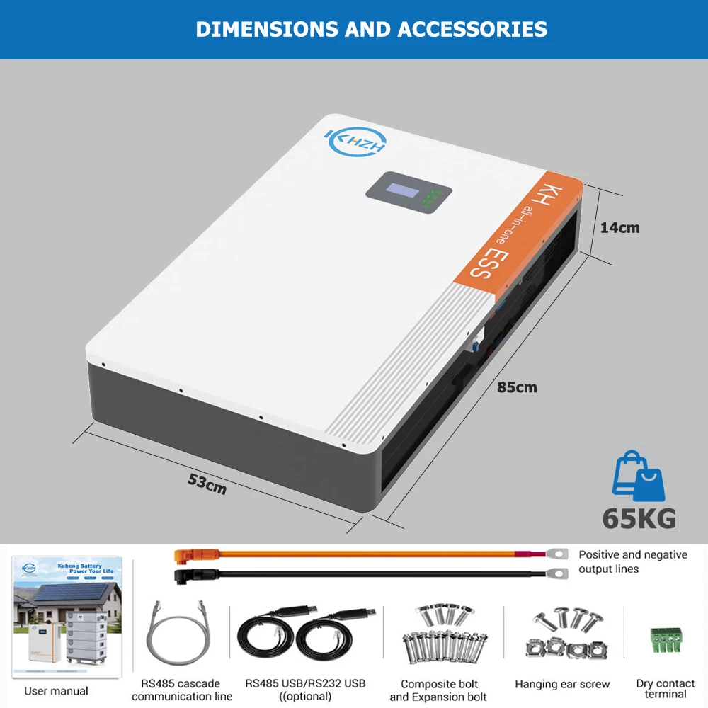 KeHeng Rechargeable Home Solar Storage System Lifepo4 Battery 48V 100ah 200ah Tesla Powerwall Panel Solar 5kw 10kw 20kwh