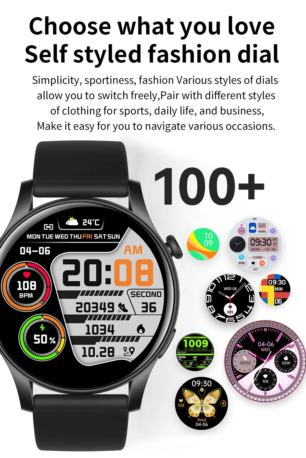 7 heart rate recording fitness smartwatch exercise modes sleep tracking gps tracking alarm clock-7