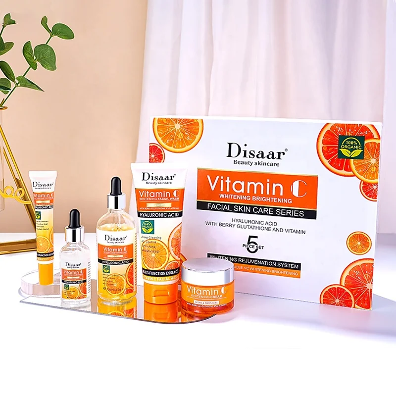 Disaar Kit de Cuidados com a Pele 100% Orgânico Vitamina C Creme Facial  Clareador Conjunto Completo de Produtos para Peles Escuras| Alibaba.com