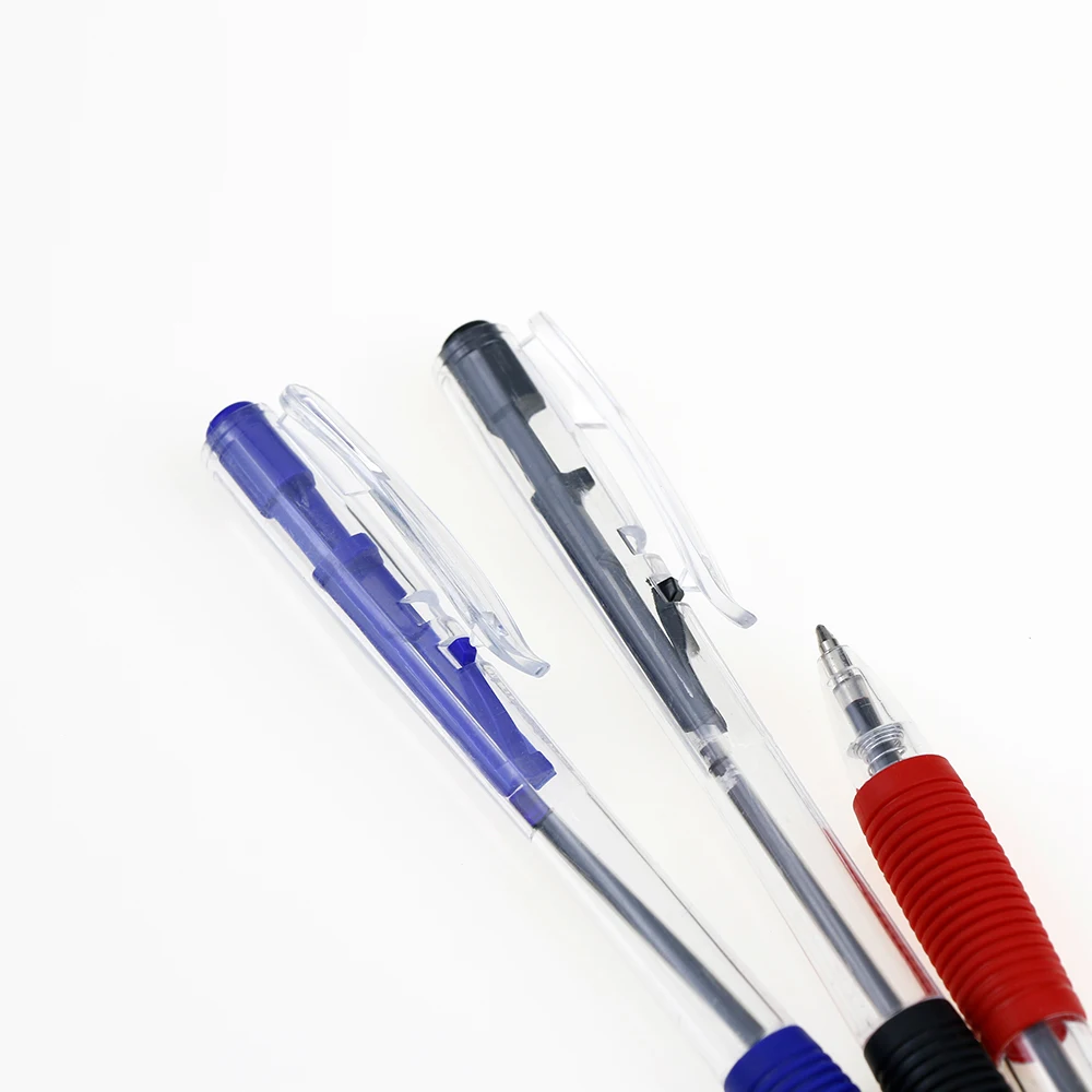 BECOL Promotional Simple Cheap Ballpoint Pen 0.7mm Black Red Black Ink Pen Custom Logo Plastic Ball Pen for Office