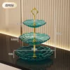 Three-tiered fruit platter - transparent green