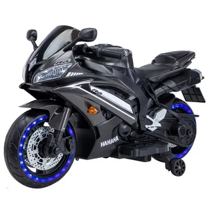 Kids Ride on Motorcycle 12V Electric Battery Powered Ride on Bike W/ Training Wheels LED Lights Music