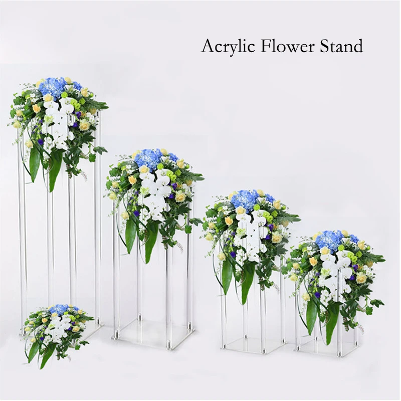Square Clear Acrylic Flower Stand Table Decorations Wedding Crystal