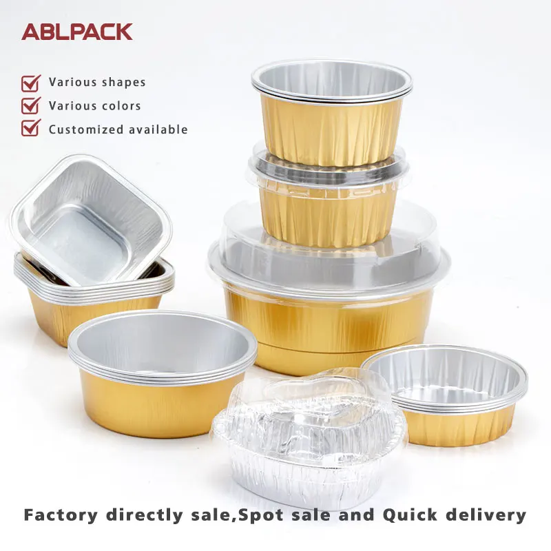 Knafeh Chebakia Falafel Lacquer Heart Shape Colored Ice Cream Cupcake Pudding Creme Brulee Color Aluminum Foil Mould Container