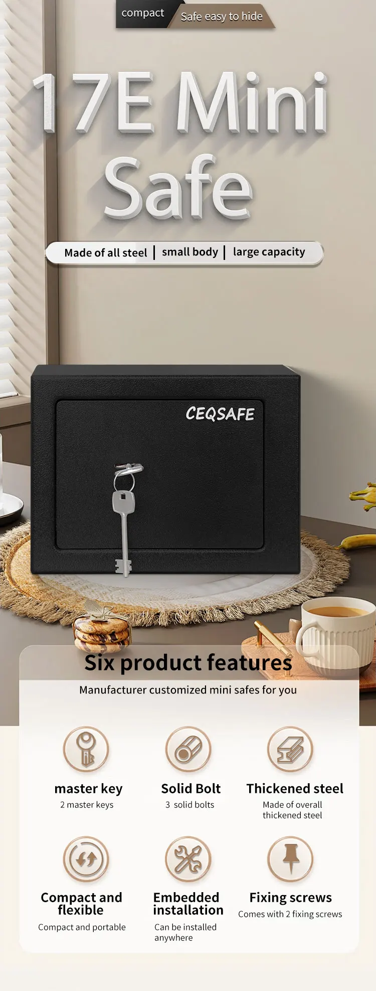 CEQSAFE American Hot Selling Home Safe Box Deposit Digital Keypad Small Safe Mini Safe Box supplier