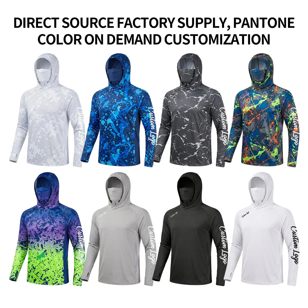 OEM/ODM UPF 50+ Hooded Fishing Shirt Sun Protection Hoodie Long Sleeve Quick Dry Breathable Cooling Outdoor Sports Shirt