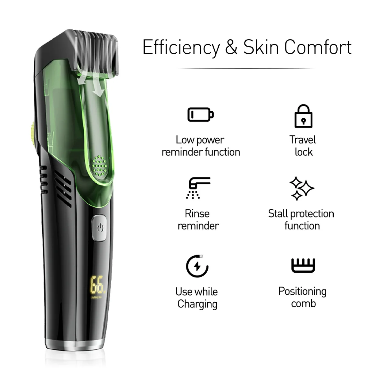 Automatic Vacuum Low-Noise Hair Clipper with Ceramic Black Moving Blade for Professional and Household Use