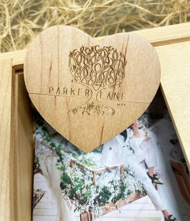 Photography Wedding Gift USB 3.0 Wooden Heart USB Flash Drive Gift Box Pen Drive 4GB 8GB 16GB 32GB 64GB Memory Stick with Logo - ANKUX.COM