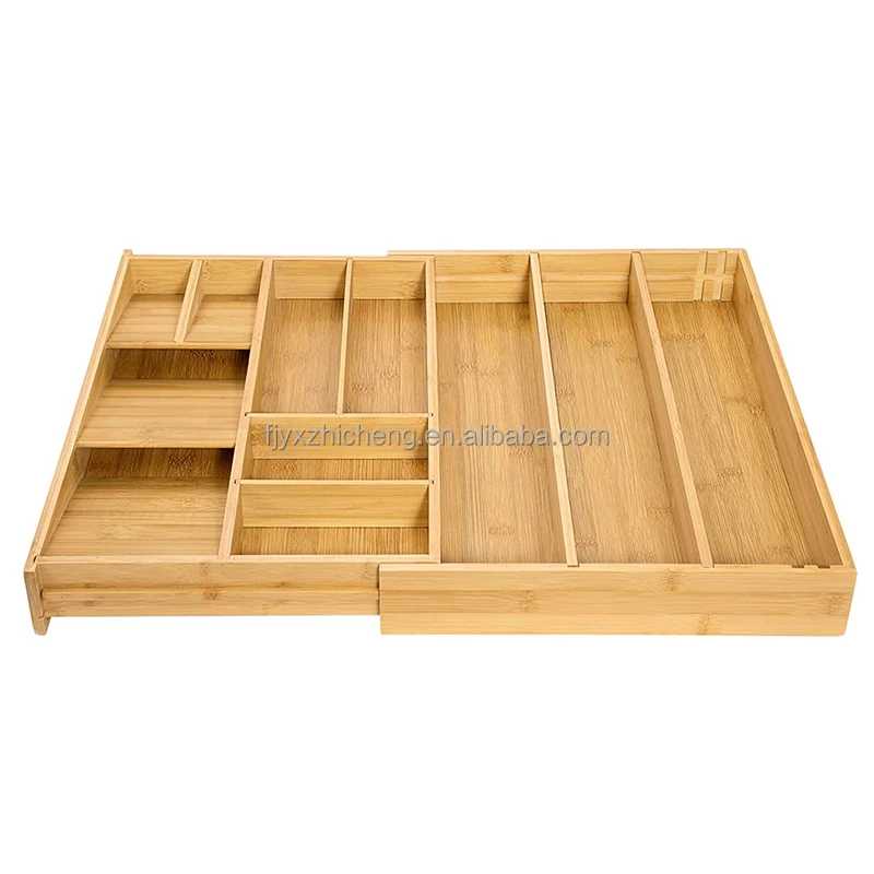 product wholesale kitchen drawer organizer dividers silverware organizer for sundries tools tableware expandable bamboo cutlery tray-1