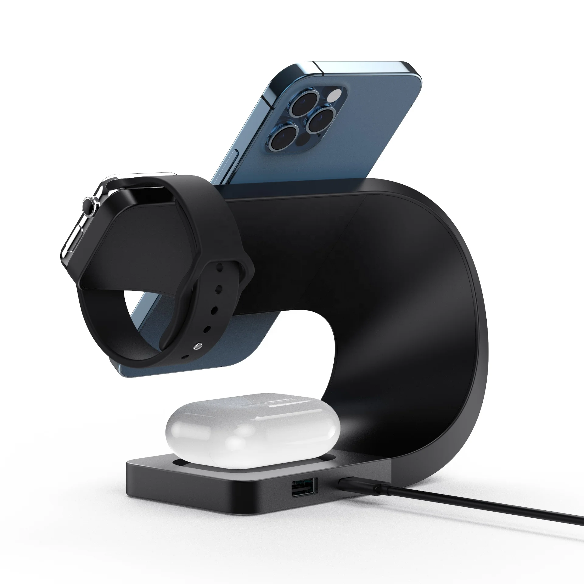 Top Version Minimalism 15W Desktop Fast Wireless Charger 4 in 1 Multifunctional Wireless Charging Station Phone Stand Chargers