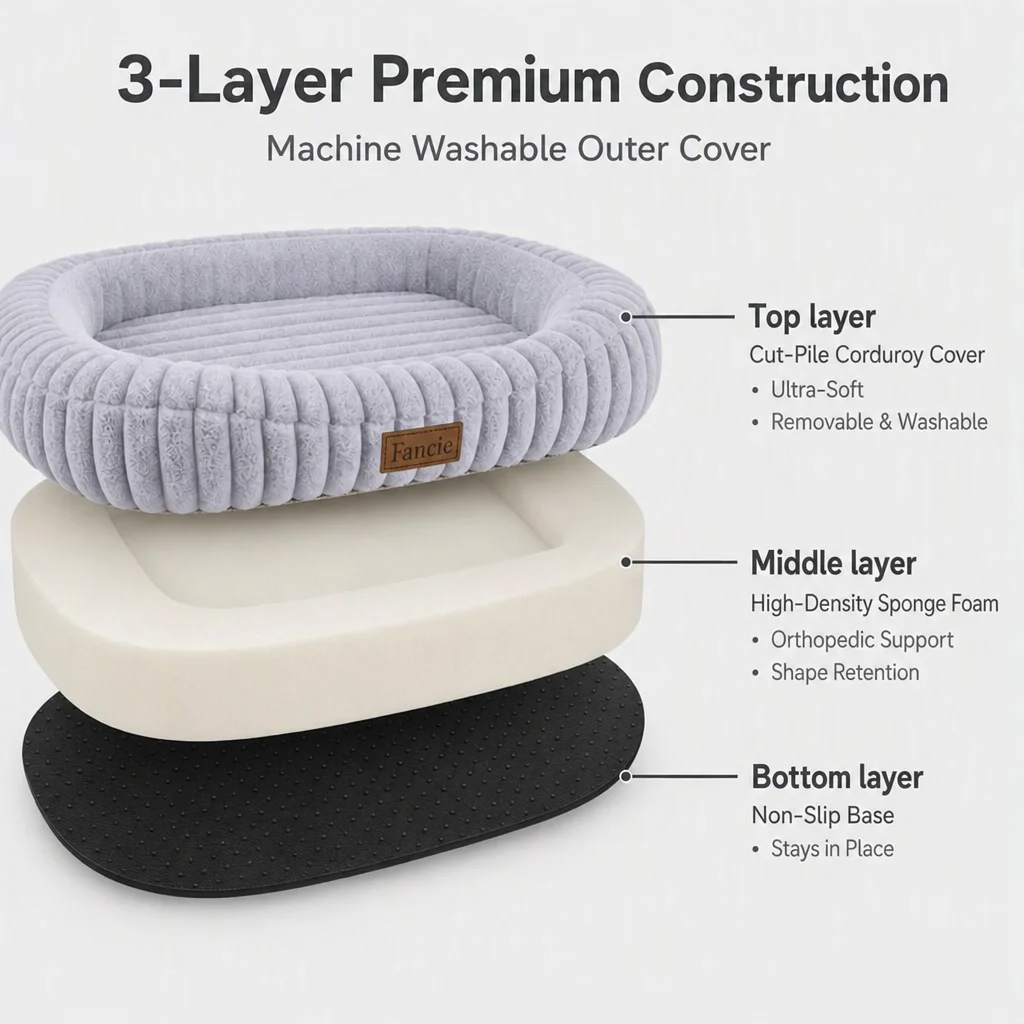 Oval Cut Pile Corduroy Pet Sofa — Product details 6