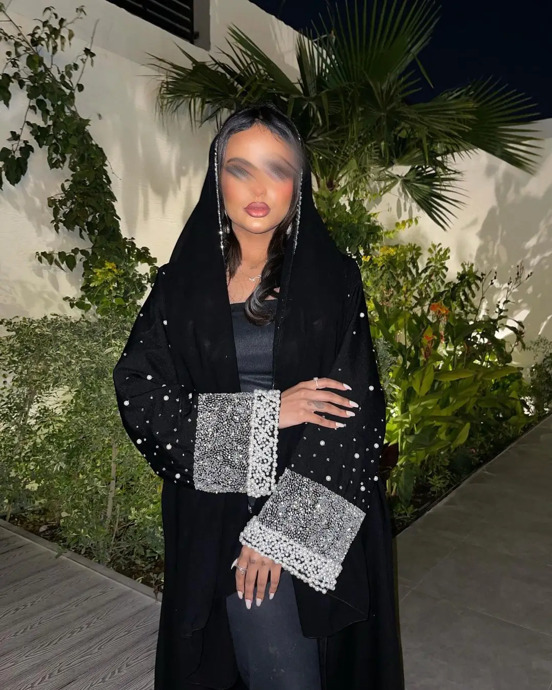 Black Abaya 2025 Eid Dress Fashion Jalabiya Dress Custom Hand-embroidered Beaded Long Abaya Women Muslim Dress Dubai Abaya