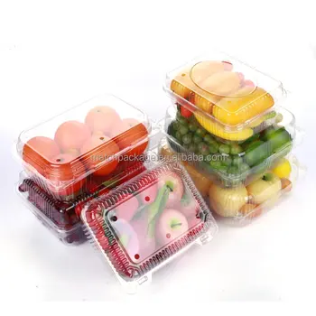 Pet Rectangle stack able Clear Disposable Plastic Fresh Fruit Clam shell Food Container