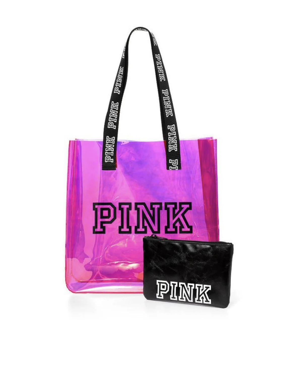 READY STOCK DESIGN Custom Cosmetic Bag Pvc Fashion Bag Pvc Jelly Laser Pvc Woman PINK LOGO Bag