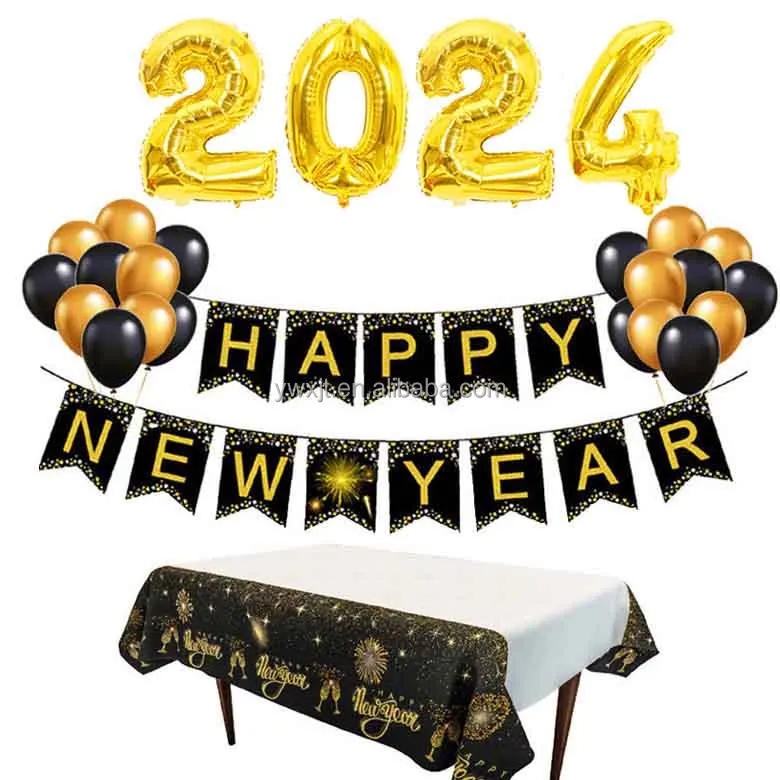 Happy New Year 2024 Party Set Balloons Party Decorations Set Disposable   H344d18e9c7e3405eb9c0d8fc08ed192cD 