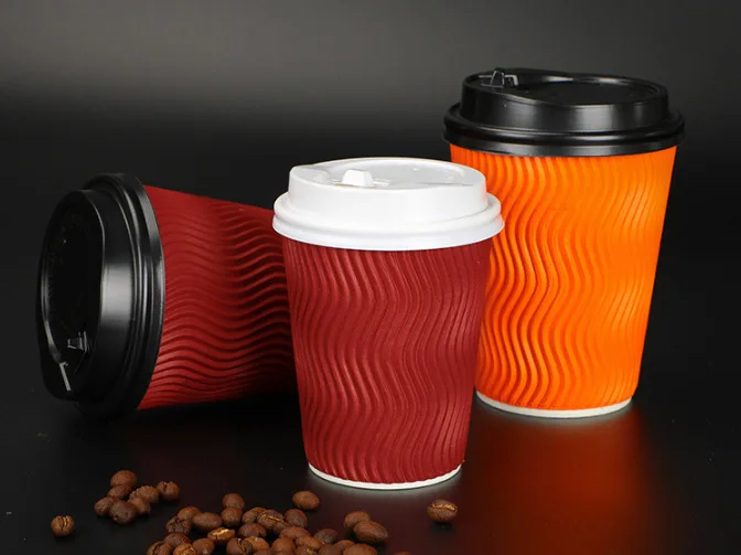 Wholesale Clean Leak-poof High-end Insulated Ripple Wall Wrapped 8 oz 10 oz 12 oz 16 oz Paper Cup for Beverage factory