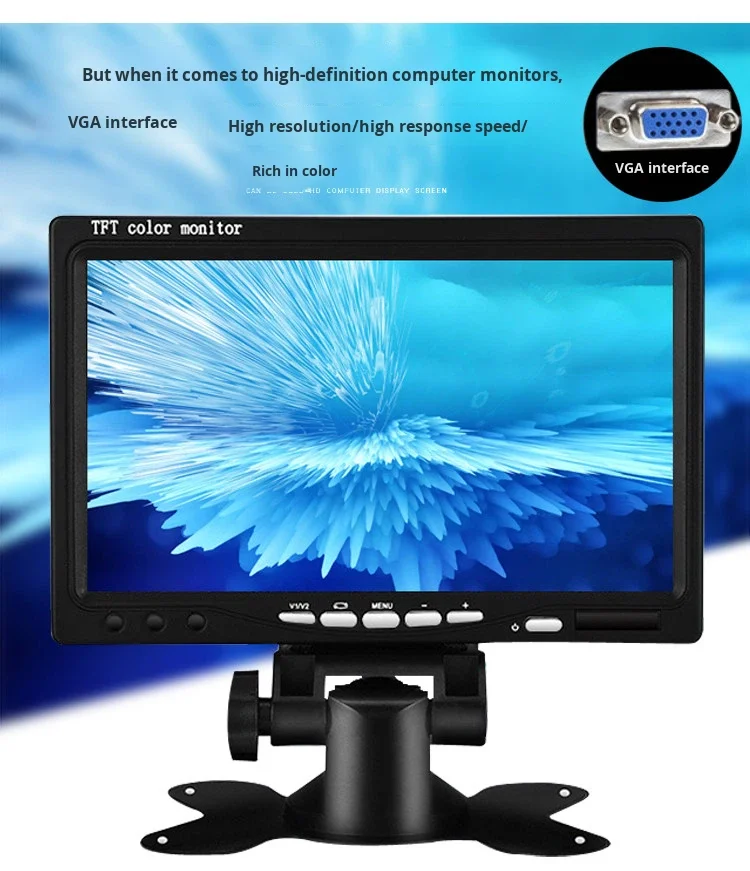 7 Inch Industrial Monitor Wall Mounted IPS Display Screen VGA AV TFT Plastic Small LCD Display Mini Monitor