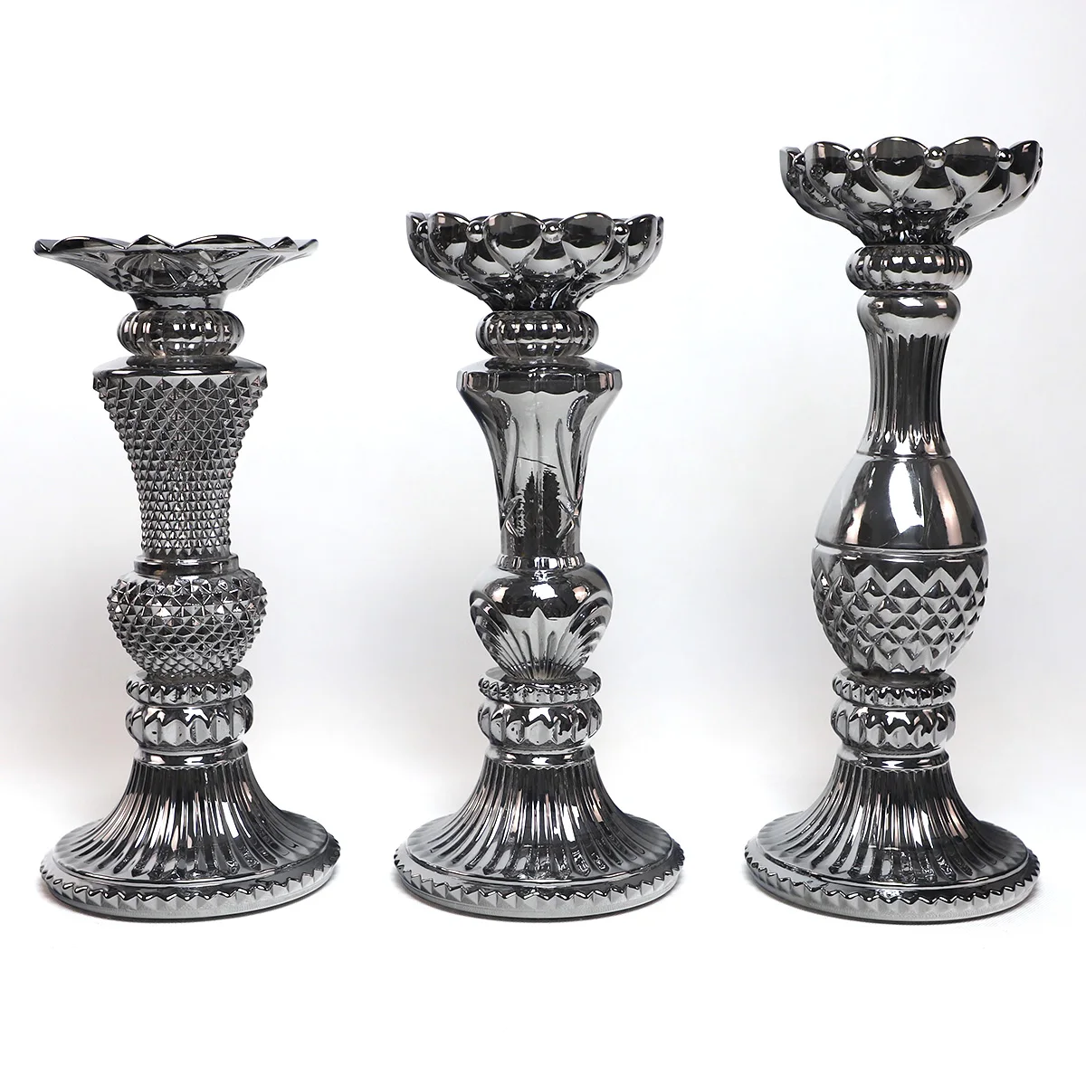 china custom luxury crystal glass taper candle holders candelabra container