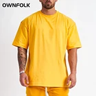 T-shirts Shirts OWNFOLK Wholesale High Quality Custom Logo Oversize Drop Shoulder Men's T-shirts Custom Graphic Shirts For Men 100% Cotton