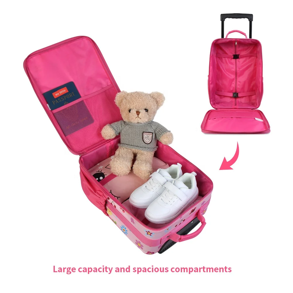 Cartoon Characters Carry on Luggage Case for Kids Pink Hard Suitcase