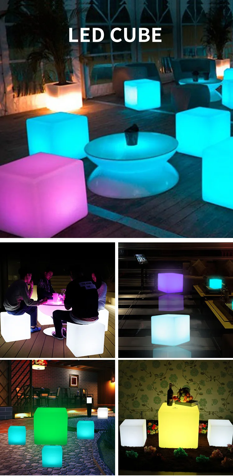 Wholesale Plastic 16 colors changing night light chair outdoor led cube seat for Sale