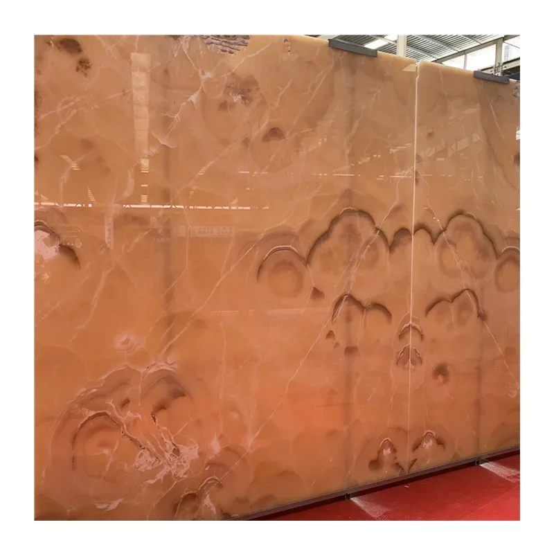Natural Translucent Tile Brown Onyx Marble Slab For Countertop And Background Wall