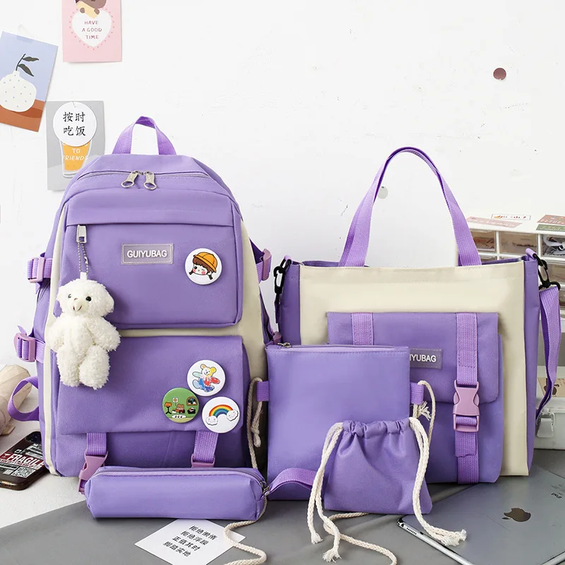 Women Canvas Backpacks Candy Color Waterproof School Bags for Teenagers  Girls Big Cute Laptop Backpack Patchwork Kawaii Backpack
