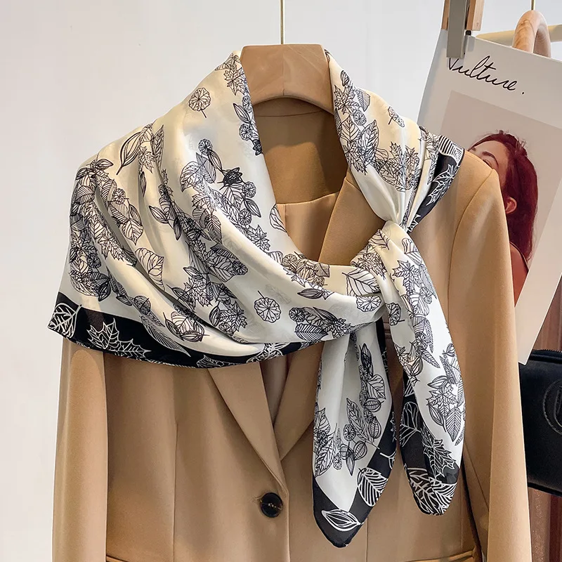 Fashion 90*90cm Simulation Silk square Scarf Women Hair Warps