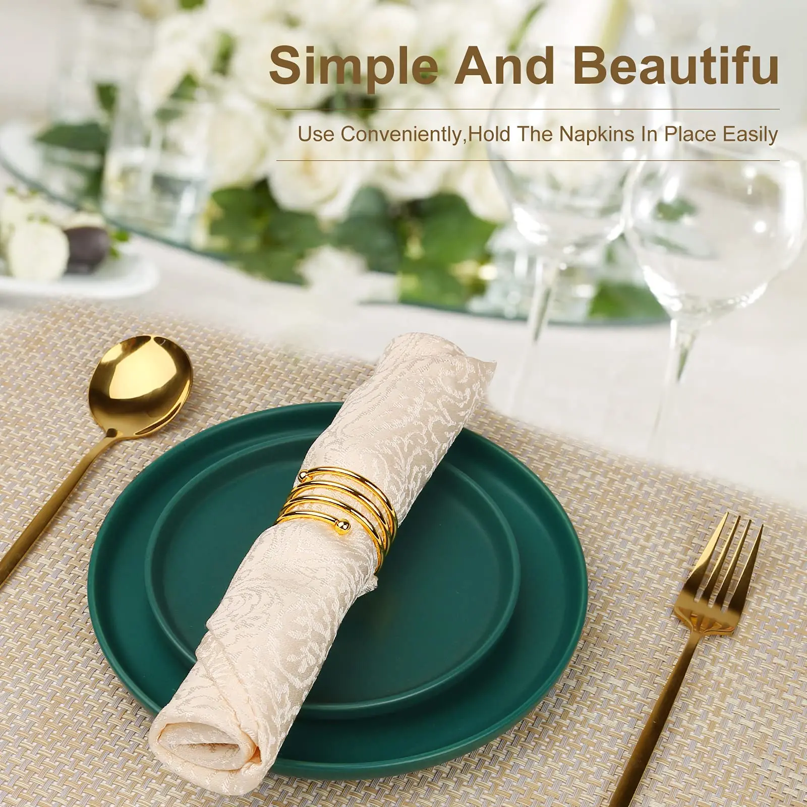 Wholesale Spiral Electroplating Luxury Bismillah Napkin Ring Dining