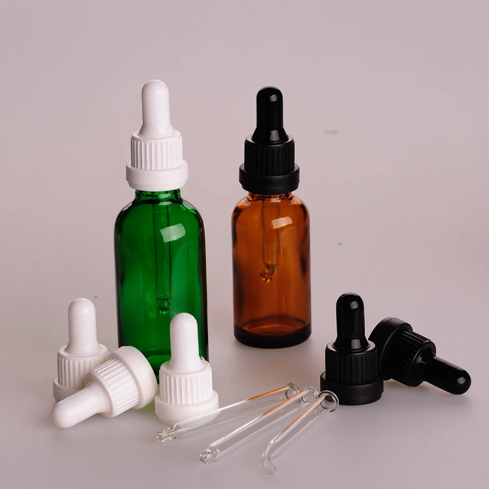 High Quality Amber 5ml  10ml 20ml 30ml 50ml 100ml Essential Oil Glass Dropper Bottle with Glass Pipette Dropper Cap