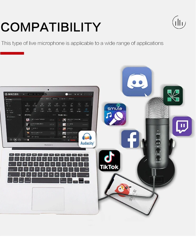 USB Microphone Professional Condenser Mic For PC Computer Laptop Recording Studio Singing Game Streaming Mikrofon Live Broadcast