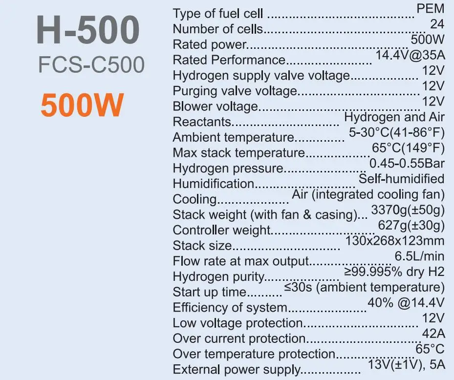 500w Pure Hydrogen Fuel Cell PEMFC DC Electricity Generator