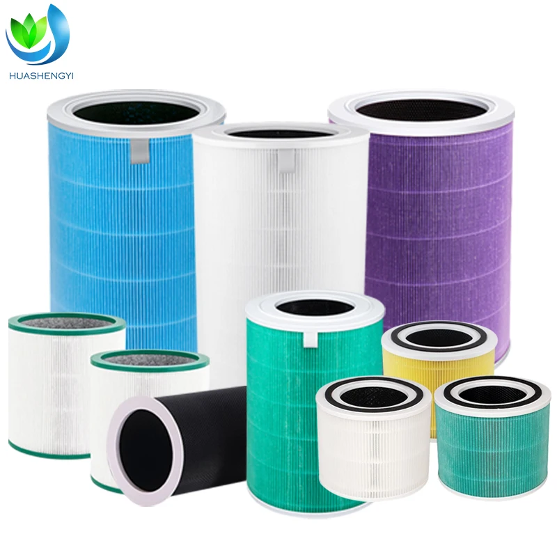 High-Efficiency Cylindrical Air Purifier Filter Replacement H13 HEPA Filter Activated Carbon for Home Office Dorms Pet & Smokers
