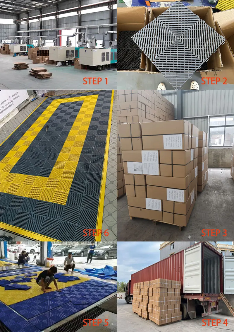 Grey Black Color Indoor Interlocking Garage Floor Tiles Warehouse Plastic Garage Flooring For