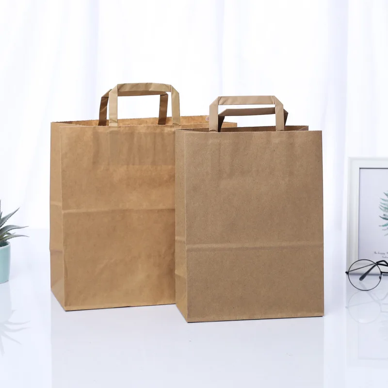 New Year Red Kraft Paper Bag Full Moon Design Festive Wedding Housewarming Birthday Gift Thick Woven Rope Offset Printing