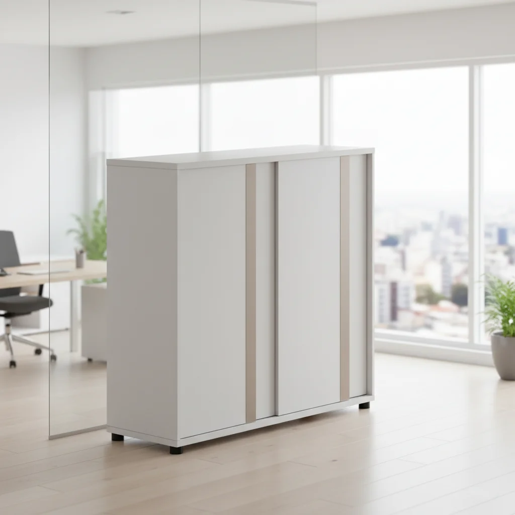 Compact Movable File Storage Cabinet Single Door Design Durable Wood Material Adjustable Shelves Large Capacity Modern Office 3