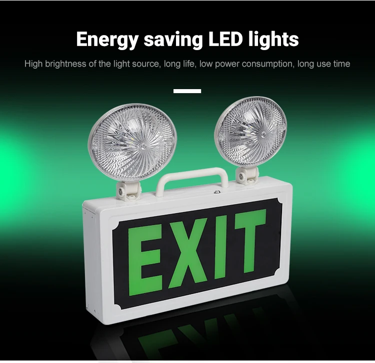 Indoor Adjustable Double Heads Rechargeable Emergency Light Fire Exit Sign Emergency Portable Light