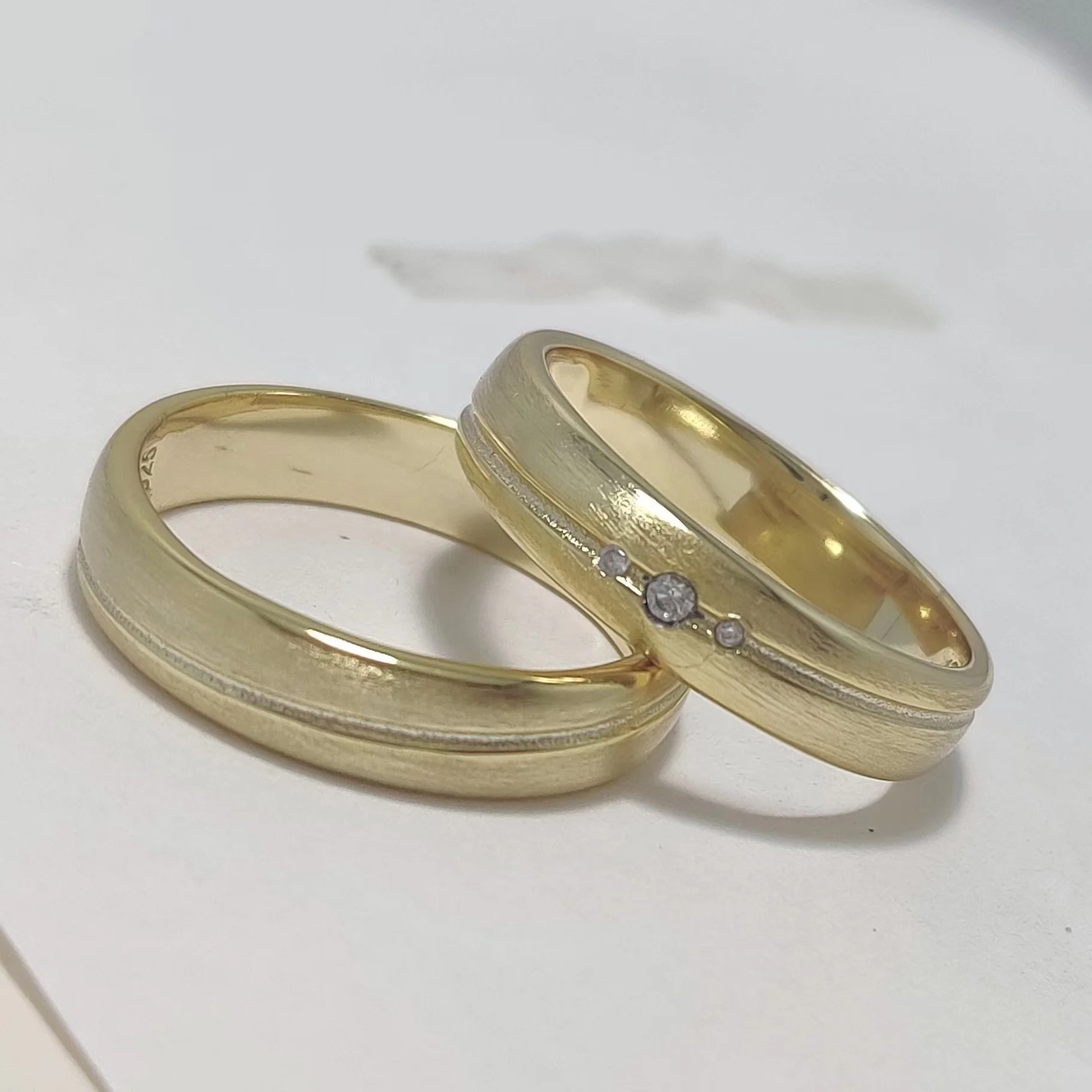 Retro Matt Polish Curve Intent 14K Gold Plated Plain 925 Sterling Silver Design Wedding Rings for Men
