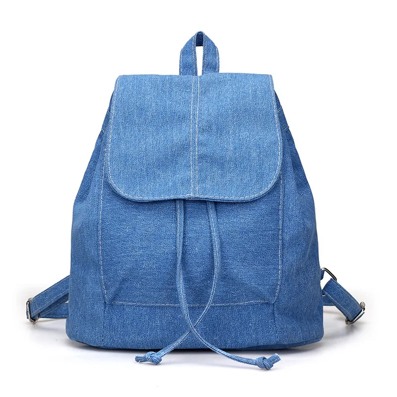 1pc Blue Denim Mini Backpack Korean Style Autumn & Winter Fashion Casual  Handbag For Women, 2023 New Double Shoulder Bag For Students