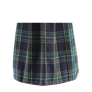 green plaid school skirt
