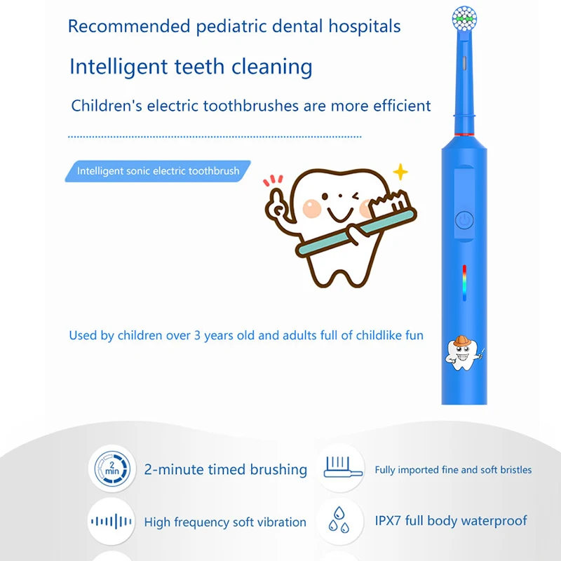 Wholesale OEM&ODM  Waterproof Cute cartoon design rotating kids electric toothbrush 4 toothbrush heads For Oral b supplier