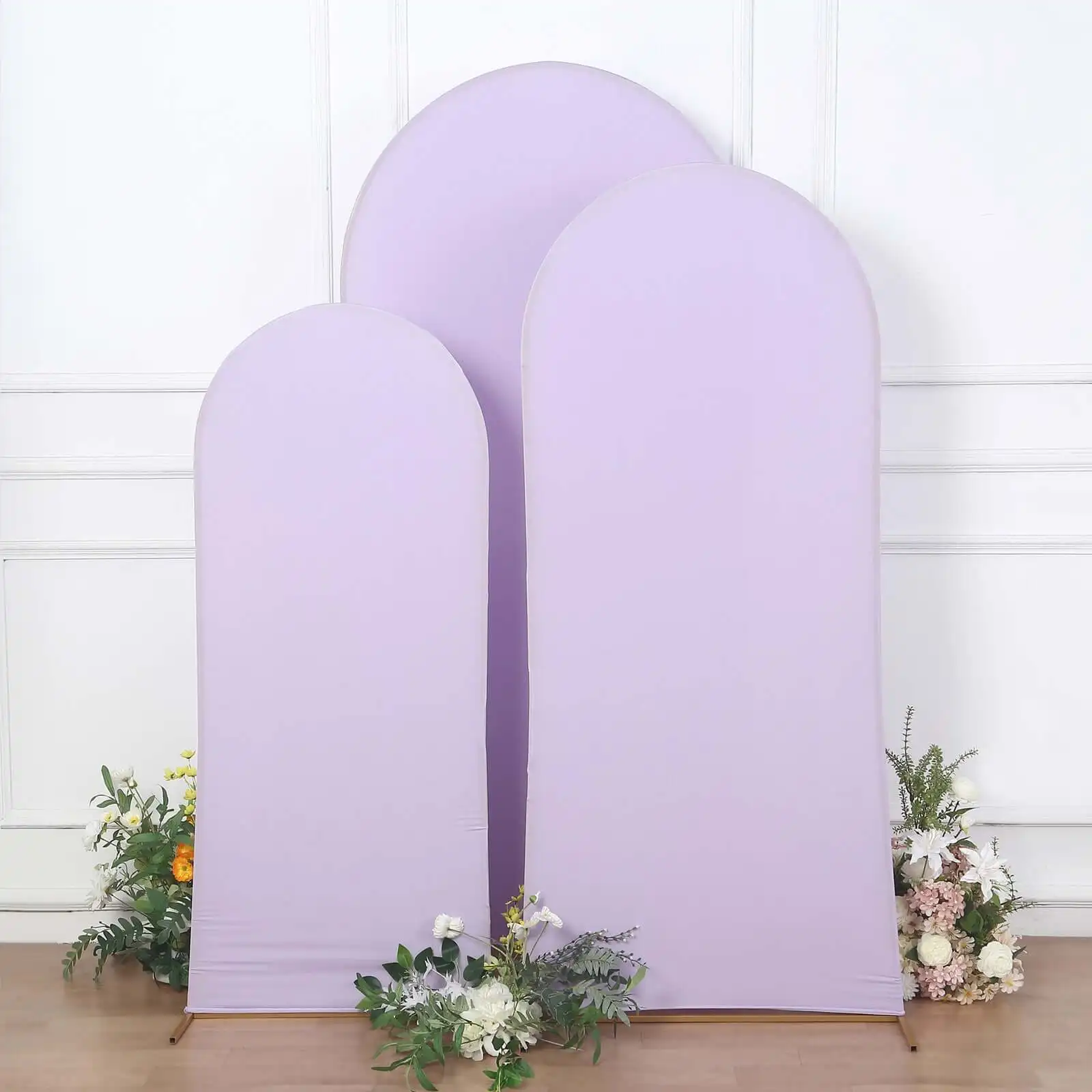 Metal Arch Backdrop Stand 3 Pieces Covers Arch Backdrop Spandex Cover Arch Prop with Covers for Wedding Party Decoration