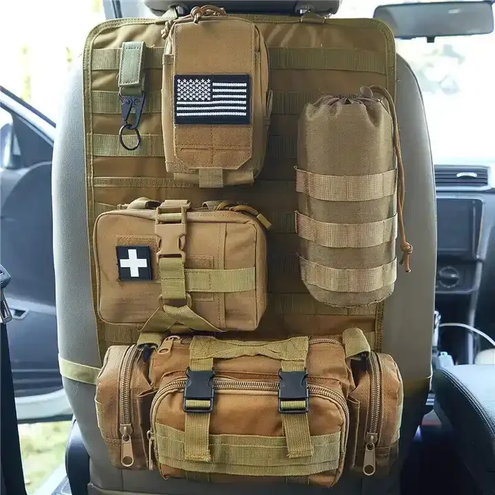 Military Style Car Seat Hanging Organiser | MOLLE Tactical Pockets Hook And Loop Patch | 3 Colours Available - Canada - View #10